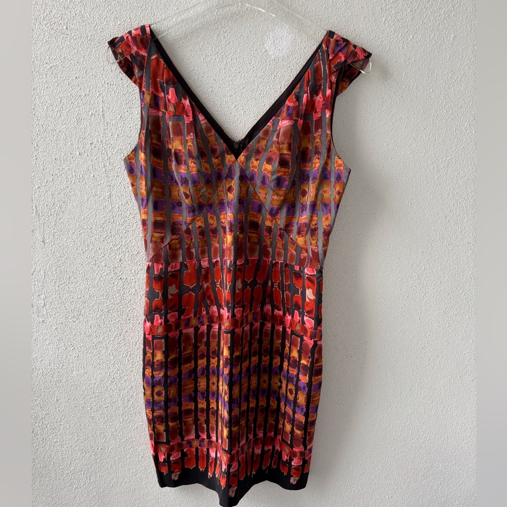 W by Worth Silk‎ Sleeveless Dress Size 4 Cocktail Wedding Guest Career Colorful